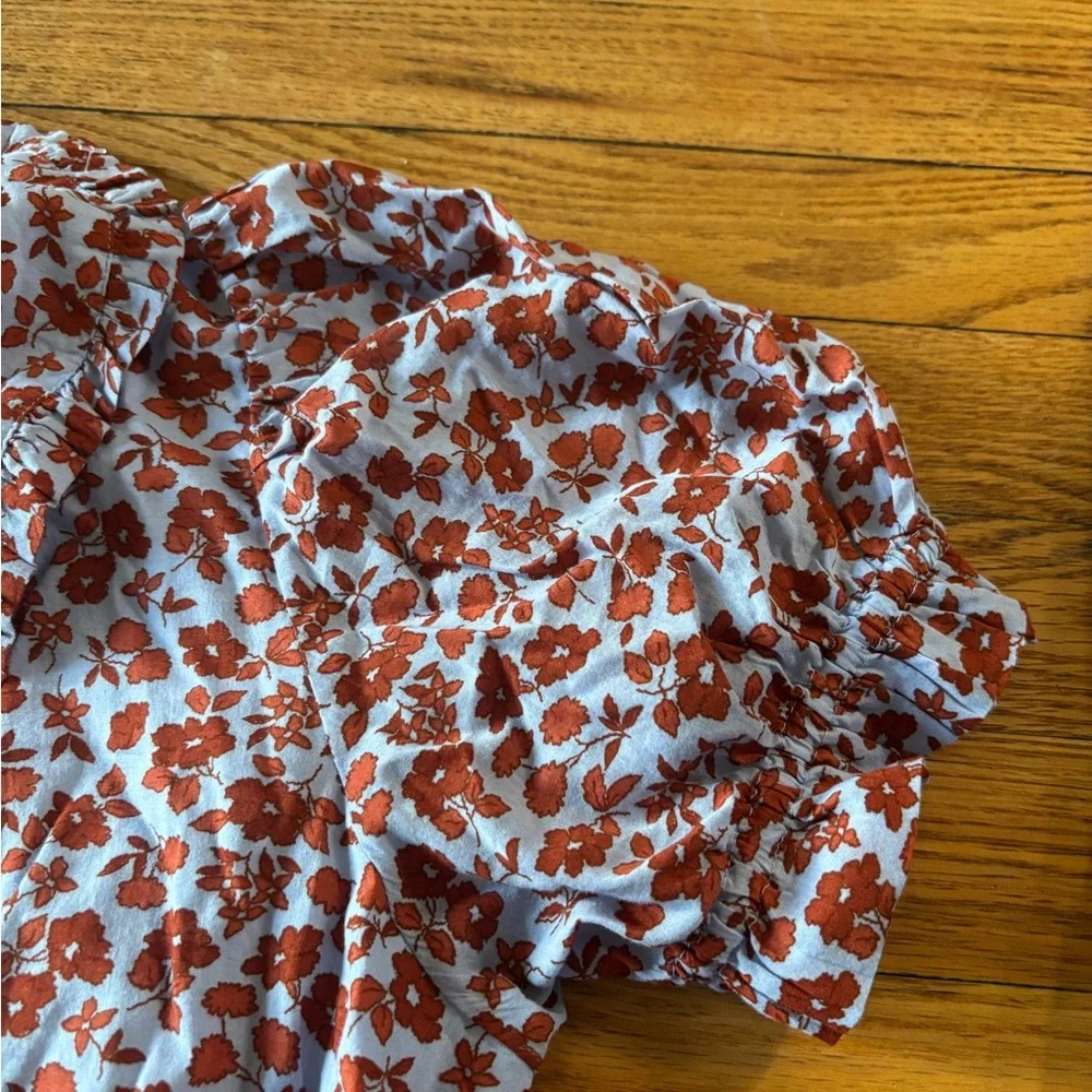 Madewell Size 8 Peter Pan Collar Puff-sleeve Mini Dress in Piccola Floral - Picture 5 of 8